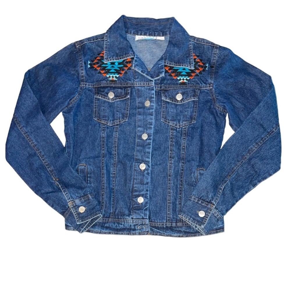 Pink Cadillac Southwestern Jean Jacket with Pockets size Small